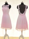 Sheath/Column Square Neckline Lace Chiffon Short/Mini Bow Bridesmaid Dresses #02017878