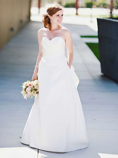 A-line Sweetheart Satin Floor-length Ruffles Wedding Dresses #00021404