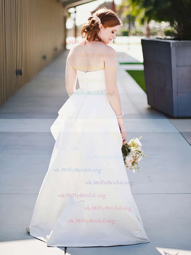 A-line Sweetheart Satin Floor-length Ruffles Wedding Dresses #00021404