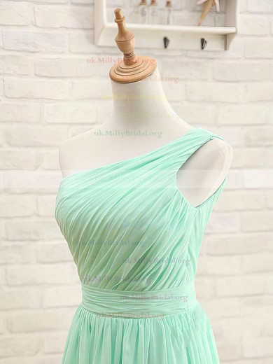 A-line One Shoulder Chiffon Floor-length Sleeveless Bridesmaid Dresses #01012405