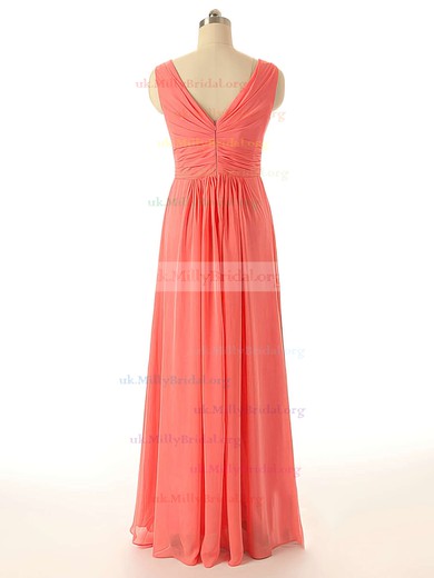 A-line V-neck Chiffon Floor-length Sleeveless Bridesmaid Dresses #01012409