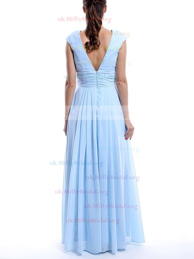 A-line V-neck Chiffon Floor-length Sleeveless Bridesmaid Dresses #01012423