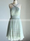 Short/Mini Sweetheart Sage Chiffon Pleats Lace-up Girls Bridesmaid Dresses #UKM01012470