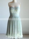 Short/Mini Sweetheart Sage Chiffon Pleats Lace-up Girls Bridesmaid Dresses #UKM01012470