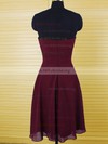 Sweetheart Grape For Less Ruffles Chiffon Knee-length Bridesmaid Dresses #UKM01012500