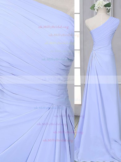 Beautiful Lavender Ruffles Sheath/Column Chiffon One Shoulder Bridesmaid Dress #UKM01012522