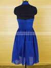 Halter Ruffles Chiffon Elegant Royal Blue Knee-length Bridesmaid Dress #UKM01012544