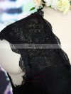 Top Sheath/Column V-neck Open Back Black Lace Knee-length Mother of the Bride Dress #UKM01021573