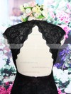 Top Sheath/Column V-neck Open Back Black Lace Knee-length Mother of the Bride Dress #UKM01021573
