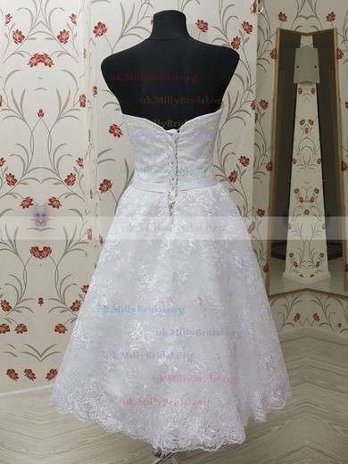 Spring A-line Lace Sashes/Ribbons Lace-up Sweetheart Wedding Dresses #UKM00021459