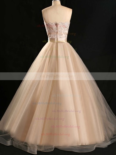 Ball Gown Sweetheart Tulle Floor-length Appliques Lace Prom Dresses #UKM020102180