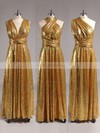 Backless A-line V-neck Gold Sequined Sexy Bridesmaid Dresses #UKM01012791