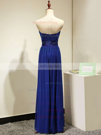 A-line Exclusive Strapless Chiffon Sashes / Ribbons Royal Blue Bridesmaid Dresses #UKM01012875
