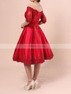 A-line Scalloped Neck Satin Short/Mini Appliques Lace Prom Dresses #UKM020102397