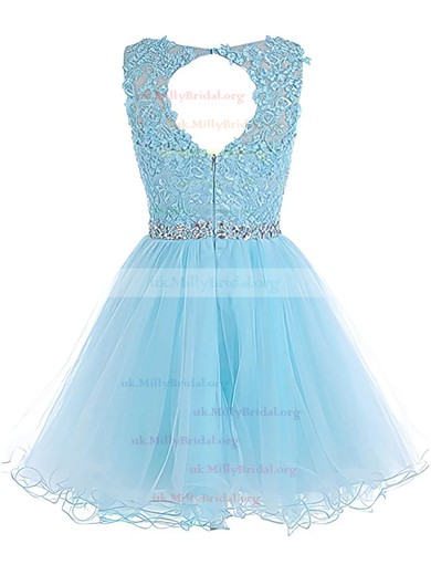 Sweet Princess Scoop Neck Tulle Short/Mini Beading Prom Dresses #UKM020102563