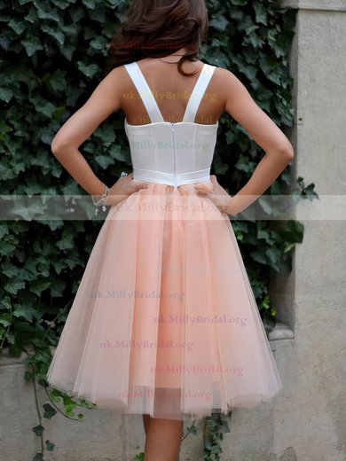 A-line Sweetheart Tulle Ruffles Tea-length Beautiful Prom Dresses #UKM020102578