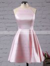 A-line Scoop Neck Satin Short/Mini Prom Dresses #UKM020102594