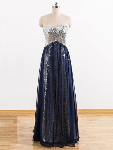 Empire Sweetheart Floor-length Chiffon Sequined Prom Dresses #UKM020102614