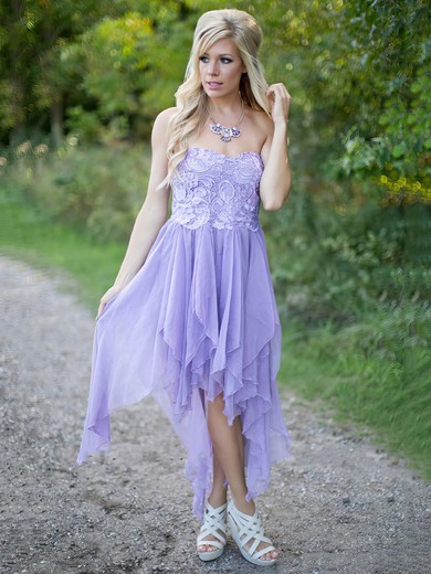 A-line Sweetheart Chiffon Asymmetrical with Lace New Style Bridesmaid Dresses #UKM01012923