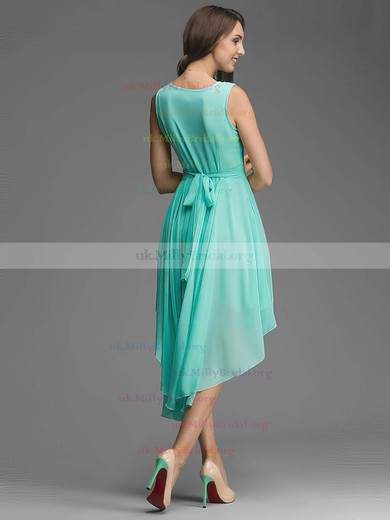 Wholesale A-line Scoop Neck Chiffon Asymmetrical Sashes / Ribbons Bridesmaid Dresses #UKM01012928