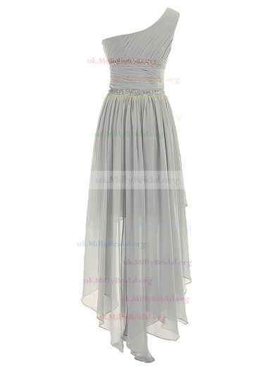 A-line One Shoulder Chiffon Asymmetrical Ruffles Trendy Bridesmaid Dresses #UKM01012944