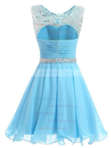 A-line Scoop Neck Chiffon Short/Mini Beading Nice Prom Dresses #UKM020102720