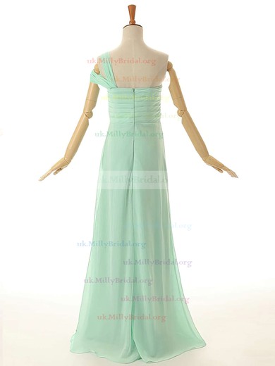 Empire One Shoulder Chiffon Floor-length Ruffles Boutique Bridesmaid Dresses #UKM01012954