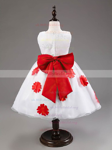 Promotion Ball Gown Scoop Neck Organza Sashes / Ribbons Ankle-length Flower Girl Dresses #UKM01031924