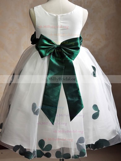 Ball Gown Scoop Neck Tulle Floor-length Sashes / Ribbons Custom Flower Girl Dresses #UKM01031935
