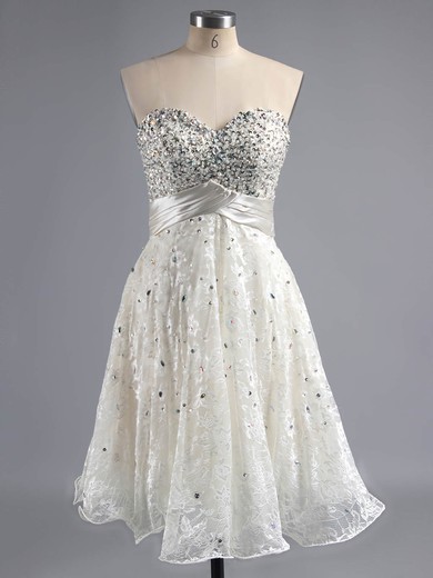 Perfect A-line Sweetheart Lace Beading Short/Mini Prom Dresses #ZPUKM02016350