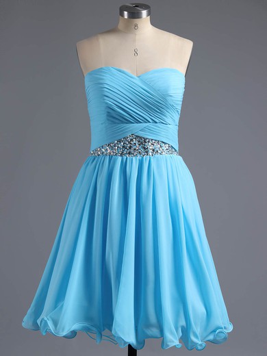 A-line Sweetheart Chiffon Short/Mini Crystal Detailing Discounted Prom Dresses #ZPUKM02042295
