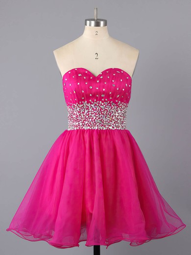 A-line Sweetheart Tulle Short/Mini Crystal Detailing Pretty Prom Dresses #ZPUKM02111410