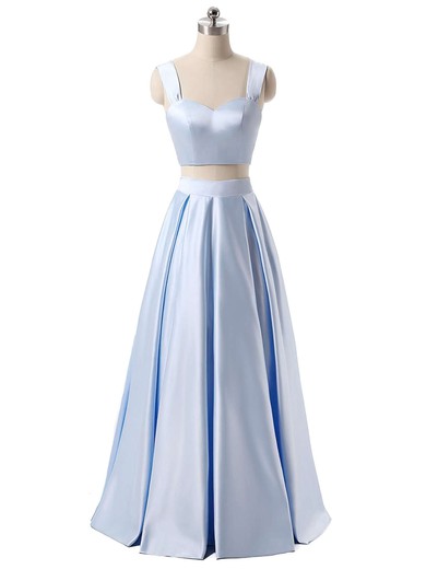 A-line Sweetheart Satin Floor-length Prom Dresses #UKM020102936