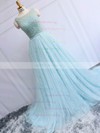 Fashion Ball Gown Scoop Neck Lace Tulle Pearl Detailing Court Train Backless Prom Dresses #UKM020103051