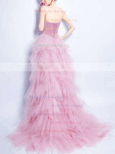 A-line Sweetheart Tulle Asymmetrical Beading Prom Dresses #UKM020103147