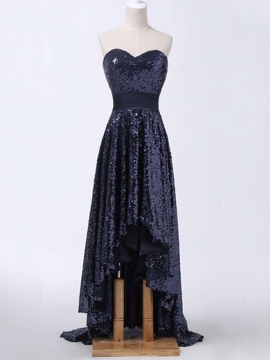 A-line Sweetheart Sequined Asymmetrical Sashes / Ribbons Prom Dresses #UKM020103165