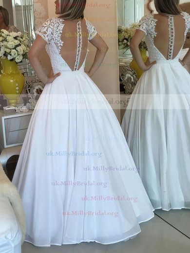 Princess V-neck Chiffon Floor-length Beading Prom Dresses #UKM020103257