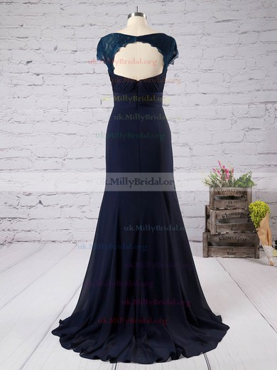 Unique V-neck A-line Chiffon with Lace Open Back Bridesmaid Dress #ZPUKM01012834