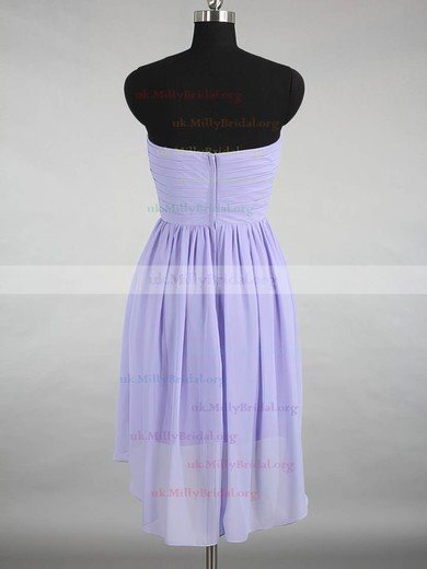 Lavender Chiffon Sweetheart Ruffles Asymmetrical Summer Bridesmaid Dress #UKM01012145