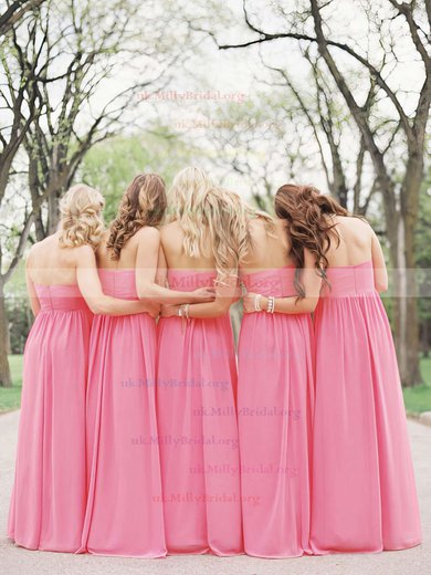 Pearl Pink Empire Chiffon with Flower(s) Sweetheart Casual Bridesmaid Dresses #UKM01012487
