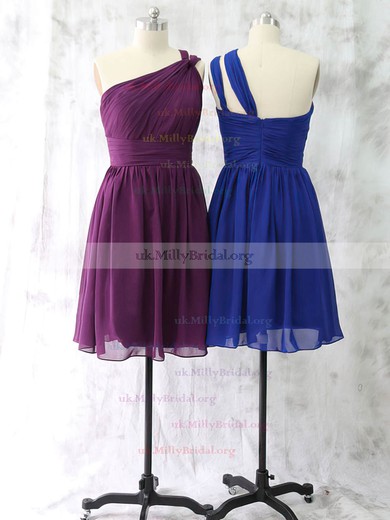 Chiffon One Shoulder Ruffles For Less Royal Blue Short/Mini Bridesmaid Dress #UKM01012528