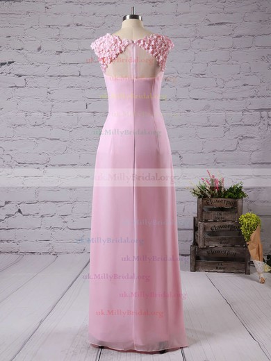 Scoop Neck Perfect Chiffon with Appliques Lace A-line Bridesmaid Dresses #UKM01012757