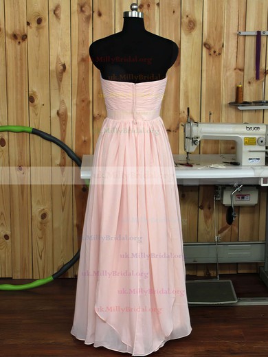 Sweetheart Chiffon Floor-length Ruffles Pretty Pink Bridesmaid Dress #UKM01012890