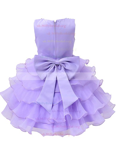 Discounted A-line Scoop Neck Organza Bow Tea-length Flower Girl Dresses #UKM01031944