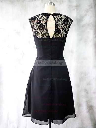 Elegant Sweetheart Black Lace Chiffon with Ruffles Short/Mini Mother of the Bride Dresses #UKM01021587