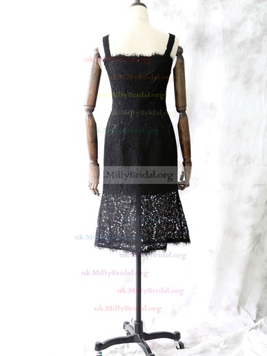 Black Exclusive Square Neckline Lace Straps Sheath/Column Mother of the Bride Dresses #UKM01021614