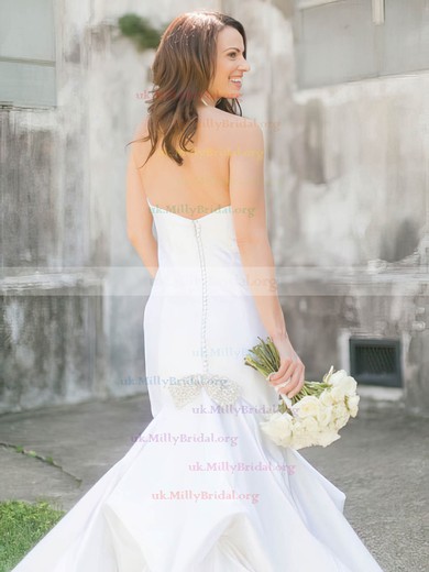 Trumpet/Mermaid V-neck Taffeta Pick-Ups Floor-length Affordable Wedding Dresses #UKM00022719