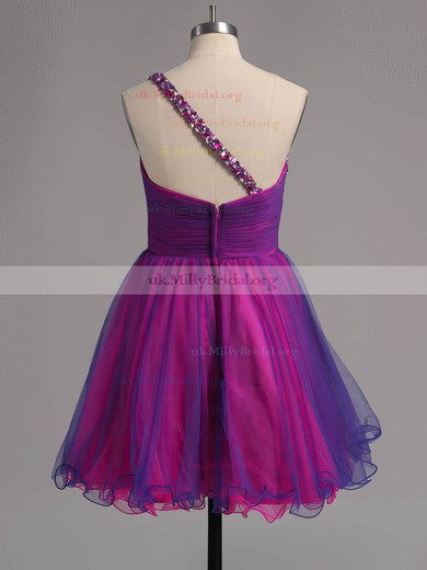 Original A-line Tulle with Beading Short/Mini One Shoulder Prom Dresses #ZPUKM02013221
