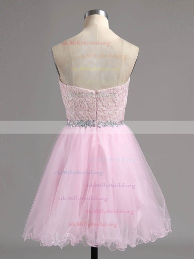 Ball Gown Sweetheart Tulle Short/Mini Beading Prom Dresses #UKM020101804