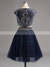 Two Piece A-line Scoop Neck Tulle with Beading Short/Mini Prom Dresses #ZPUKM020102039